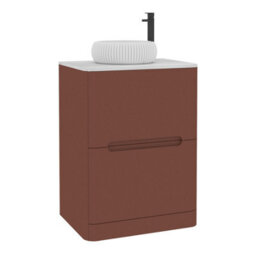 Royal Bathrooms Venice 600mm Terracotta Clay Freestanding Bathroom Countertop Vanity Unit 2 Drawer With Milan Basin - thumbnail 7