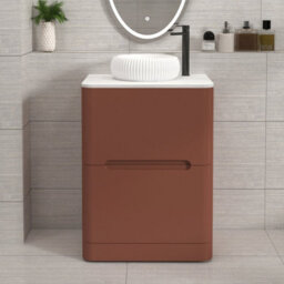 Royal Bathrooms Venice 600mm Terracotta Clay Freestanding Bathroom Countertop Vanity Unit 2 Drawer With Milan Basin - thumbnail 1