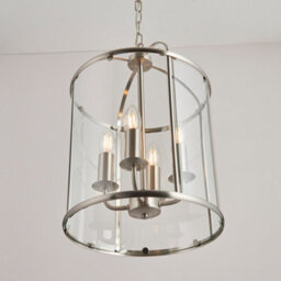 Anson Lighting Powell 4Lt Pendant Light Finished In Satin Nickel Plate And Clear Glass - thumbnail 2