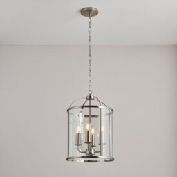 Anson Lighting Powell 4Lt Pendant Light Finished In Satin Nickel Plate And Clear Glass - thumbnail 1