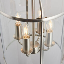 Anson Lighting Powell 4Lt Pendant Light Finished In Satin Nickel Plate And Clear Glass - thumbnail 5