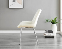 Furniturebox Uk Leonardo 4 Table And 4 Cream Pesaro Silver Leg Chairs - thumbnail 6