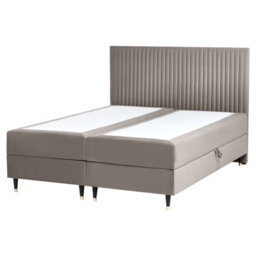 Beliani Divan Bed With Storage Velvet Dame 160 X 200 Cm (Eu King Size) Taupe - thumbnail 5