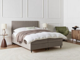 Beliani Divan Bed With Storage Velvet Dame 160 X 200 Cm (Eu King Size) Taupe - thumbnail 2