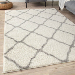 The Rugs Moroccan Shaggy Rugs And Runners Soft  High Pile Ivory And Grey Living Room Kitchen Hallway 700 - thumbnail 9