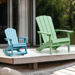 Beliani Garden Kids Kid-Sized Rocking Chair Light Blue - Weather-Resistant Outdoor, Modern Matte Finish - thumbnail 2