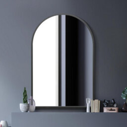 Mirroroutlet The Arcus Black Metal Framed Arched Wall Mirror 120Cm X 80Cm - thumbnail 1