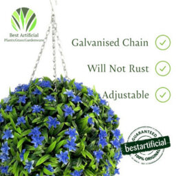 Best Artificial 38Cm Blue Lily Hanging Basket Flower Topiary Ball - Suitable For Outdoor Use - Weather & Fade Resistant - thumbnail 5