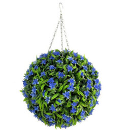 Best Artificial 38Cm Blue Lily Hanging Basket Flower Topiary Ball - Suitable For Outdoor Use - Weather & Fade Resistant - thumbnail 2