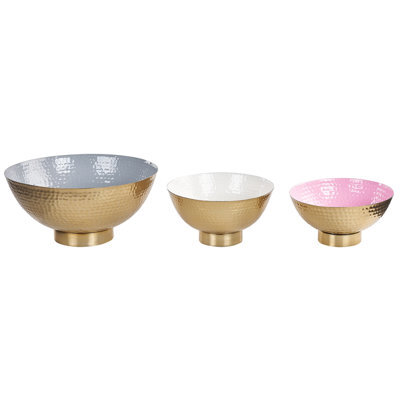 Beliani Set Of 3 Bowls Baru Metal Gold - image 1