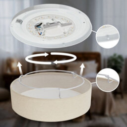 Briloner Mains-Powered Led Beige Fabric Shade Ceiling Light (Dia)30Cm - thumbnail 8