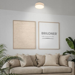 Briloner Mains-Powered Led Beige Fabric Shade Ceiling Light (Dia)30Cm - thumbnail 7