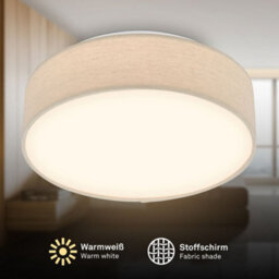 Briloner Mains-Powered Led Beige Fabric Shade Ceiling Light (Dia)30Cm - thumbnail 2