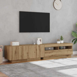 Berkfield Durable Tv Cabinet With Led Lights Artisan Oak 200X35X40 Cm Engineered Wood - thumbnail 4