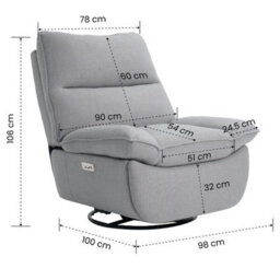 Flexispot Swivel And Rocker Electric Recliner With Sturdy Metal Base Lotus Pro In Snowflake - thumbnail 8