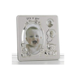 Shatchi Its A Girl Satin Silver Baby Photo Frame - thumbnail 1