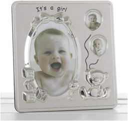 Shatchi Its A Girl Satin Silver Baby Photo Frame - thumbnail 2