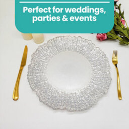 Neel Blue Charger Plates For Table Decoration - Silver Crackled - Pack Of 6 - thumbnail 5