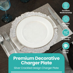 Neel Blue Charger Plates For Table Decoration - Silver Crackled - Pack Of 6 - thumbnail 3