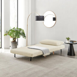 Furniturebox Uk Bobby White Boucle Fabric Single Folding Sofa Bed Chair - thumbnail 3