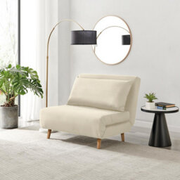 Furniturebox Uk Bobby White Boucle Fabric Single Folding Sofa Bed Chair - thumbnail 1