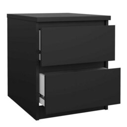Wyld Haus Budapest Matt Black Wooden Bedside Chest 2-Drawer Compact Nightstand - thumbnail 2