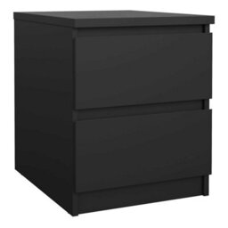 Wyld Haus Budapest Matt Black Wooden Bedside Chest 2-Drawer Compact Nightstand - thumbnail 4