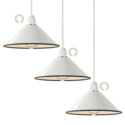 3Pack White Metal Cone Pendant Lamp Shade 22Cm E27 For Kitchen Island Hallway Bedroom Or Living Room - image 1