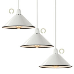 3Pack White Metal Cone Pendant Lamp Shade 22Cm E27 For Kitchen Island Hallway Bedroom Or Living Room - thumbnail 1