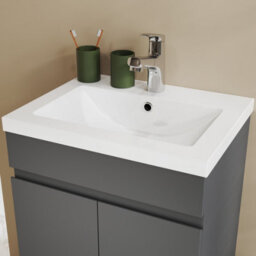Probaty Bathrooms Vanity Unit Matte Anthracite Mdf,600X390X800mm,freestanding,detachable,2 Doors With Artificial Stone Basin - thumbnail 7
