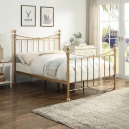 OAT Home Hampstead Traditional Antique Brass Effect King Size Metal Bed Frame