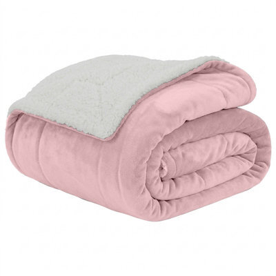 Moonlight Bedding Sherpa Fleece Throw Blanket Pink Double Soft Thick & Fluffy Reversible Throw For Sofa, Bed & Travel Blanket - image 1