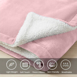 Moonlight Bedding Sherpa Fleece Throw Blanket Pink Double Soft Thick & Fluffy Reversible Throw For Sofa, Bed & Travel Blanket - thumbnail 3