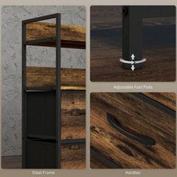 Chest Of Drawers 5 Drawer Dresser Shelves Rustic Brown - thumbnail 5