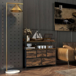 Chest Of Drawers 5 Drawer Dresser Shelves Rustic Brown - thumbnail 3