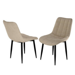 More4Homes Set Of 4 Nova Modern Velvet Dining Chair Padded Seat Metal Legs Kitchen (Beige) - thumbnail 6
