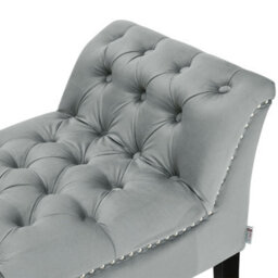 Living And Home Modern Grey Velvet Bed Bench With Button With Curved Armrests, Ideal For Bedroom, Entryway Or Living Room 120Cm (W) - thumbnail 7