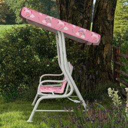 Aiyaplay Kids 2-Seater Porch Swing With Seat Belts, Adjustable Canopy Pink - thumbnail 9