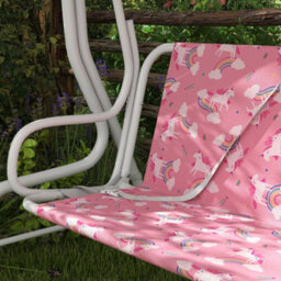 Aiyaplay Kids 2-Seater Porch Swing With Seat Belts, Adjustable Canopy Pink - thumbnail 8