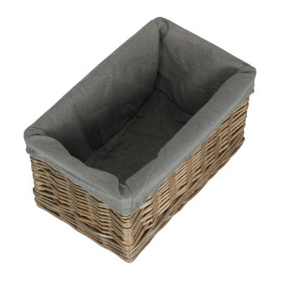 Red Hamper St019Gry/1 Small Antique Wash Grey Cotton Grey Lined Willow Storage Baskets - image 1