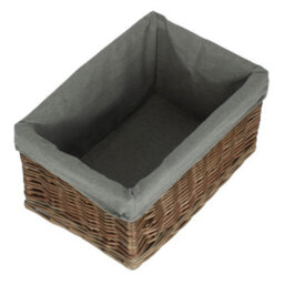 Red Hamper St019Gry/1 Small Antique Wash Grey Cotton Grey Lined Willow Storage Baskets - thumbnail 2