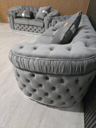 Ambassador 2+2 Seater In Plush Velvet Grey & Chrome - thumbnail 7