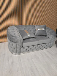 Ambassador 2+2 Seater In Plush Velvet Grey & Chrome - thumbnail 2