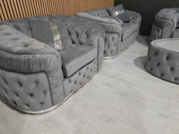 Ambassador 2+2 Seater In Plush Velvet Grey & Chrome - thumbnail 5