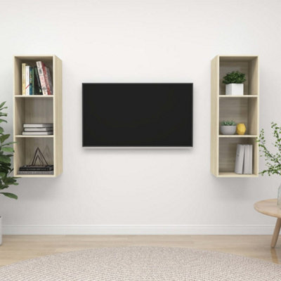 Berkfield Wall-Mounted Tv Cabinets 2 Pcs Sonoma Oak Engineered Wood - image 1