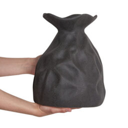 Beliani Flower Vase Coontail 31 Cm Stoneware Black - thumbnail 4