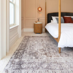 Loomed Oriental Design Cotton Chenille Rug Grey Beige Machine Washable 160Cm X 230Cm - thumbnail 7