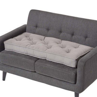 Homescapes Charcoal Grey Cotton 2 Seater Booster Cushion - image 1