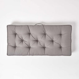 Homescapes Charcoal Grey Cotton 2 Seater Booster Cushion - thumbnail 3