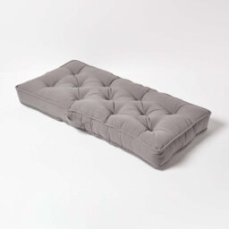 Homescapes Charcoal Grey Cotton 2 Seater Booster Cushion - thumbnail 2